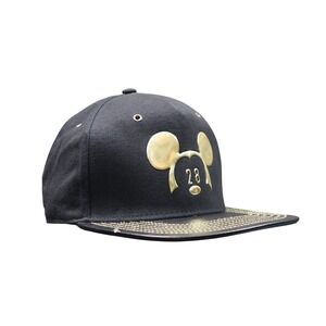Disney Parks Mickey Mouse 28 Black &‎ Gold Embroidered Baseball Cap Hat
